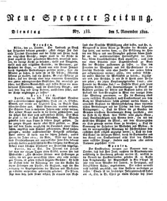 Neue Speyerer Zeitung Dienstag 5. November 1822