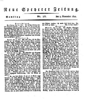 Neue Speyerer Zeitung Samstag 9. November 1822