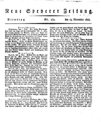 Neue Speyerer Zeitung Dienstag 19. November 1822