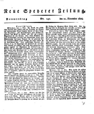 Neue Speyerer Zeitung Donnerstag 21. November 1822