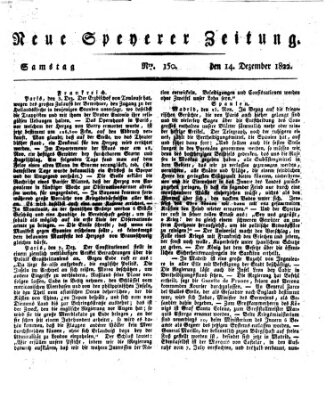 Neue Speyerer Zeitung Samstag 14. Dezember 1822