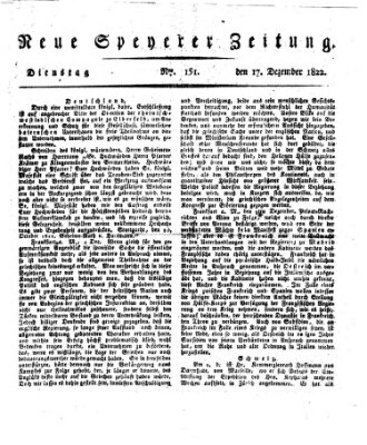 Neue Speyerer Zeitung Dienstag 17. Dezember 1822