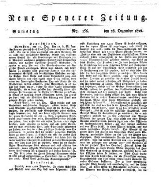 Neue Speyerer Zeitung Samstag 28. Dezember 1822