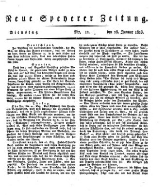 Neue Speyerer Zeitung Dienstag 28. Januar 1823