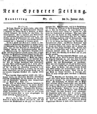 Neue Speyerer Zeitung Donnerstag 30. Januar 1823