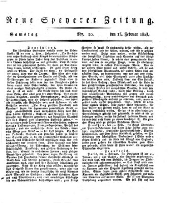 Neue Speyerer Zeitung Samstag 15. Februar 1823