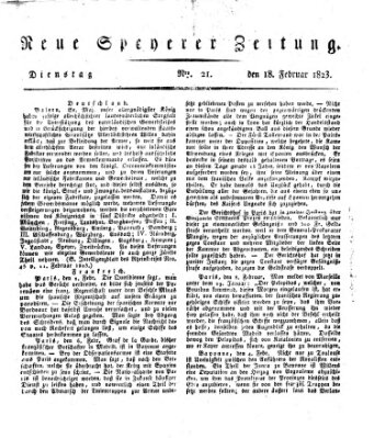 Neue Speyerer Zeitung Dienstag 18. Februar 1823