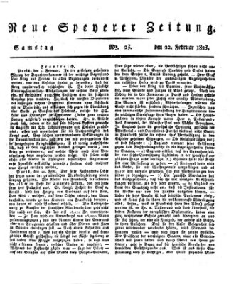 Neue Speyerer Zeitung Samstag 22. Februar 1823