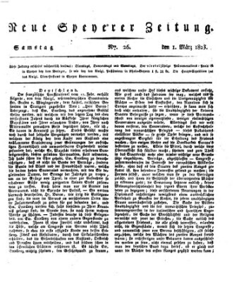 Neue Speyerer Zeitung Samstag 1. März 1823