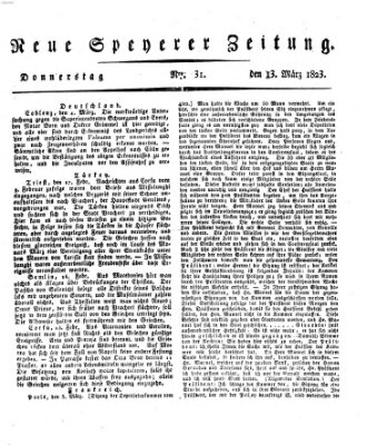 Neue Speyerer Zeitung Donnerstag 13. März 1823