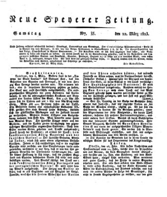 Neue Speyerer Zeitung Samstag 22. März 1823