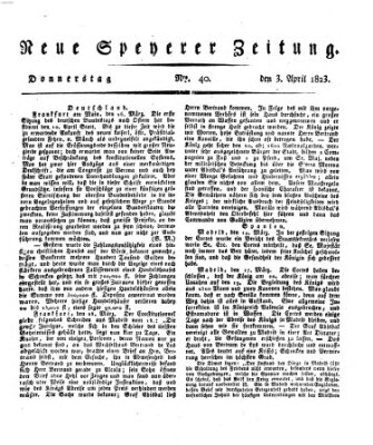 Neue Speyerer Zeitung Donnerstag 3. April 1823