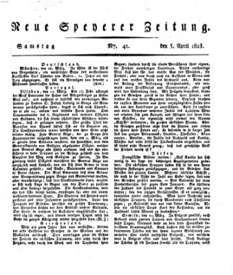 Neue Speyerer Zeitung Samstag 5. April 1823