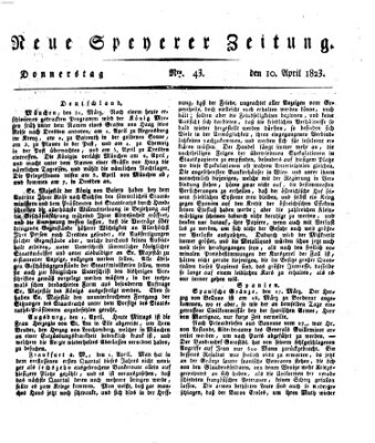 Neue Speyerer Zeitung Donnerstag 10. April 1823