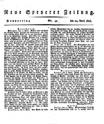 Neue Speyerer Zeitung Donnerstag 24. April 1823