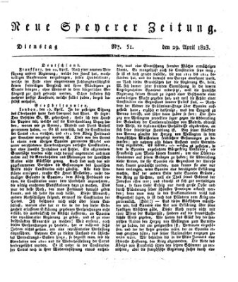 Neue Speyerer Zeitung Dienstag 29. April 1823