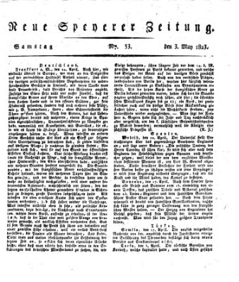 Neue Speyerer Zeitung Samstag 3. Mai 1823