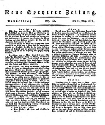 Neue Speyerer Zeitung Donnerstag 22. Mai 1823