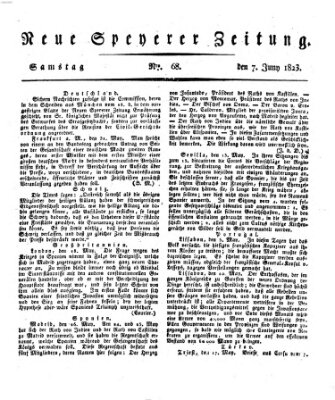 Neue Speyerer Zeitung Samstag 7. Juni 1823