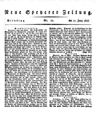 Neue Speyerer Zeitung Dienstag 17. Juni 1823