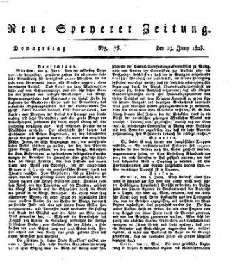 Neue Speyerer Zeitung Donnerstag 19. Juni 1823