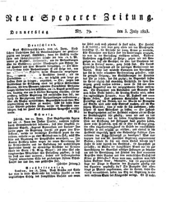 Neue Speyerer Zeitung Donnerstag 3. Juli 1823