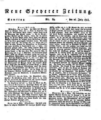 Neue Speyerer Zeitung Samstag 26. Juli 1823