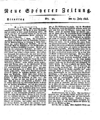 Neue Speyerer Zeitung Dienstag 29. Juli 1823