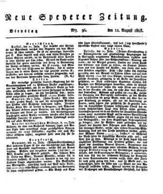 Neue Speyerer Zeitung Dienstag 12. August 1823