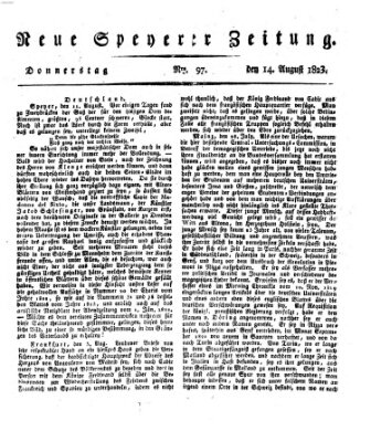 Neue Speyerer Zeitung Donnerstag 14. August 1823