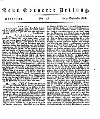 Neue Speyerer Zeitung Dienstag 9. September 1823