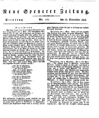 Neue Speyerer Zeitung Dienstag 16. September 1823