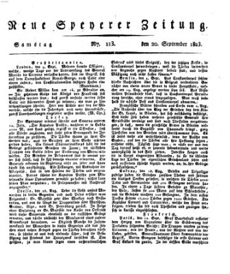 Neue Speyerer Zeitung Samstag 20. September 1823