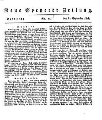 Neue Speyerer Zeitung Dienstag 30. September 1823