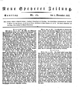 Neue Speyerer Zeitung Samstag 1. November 1823