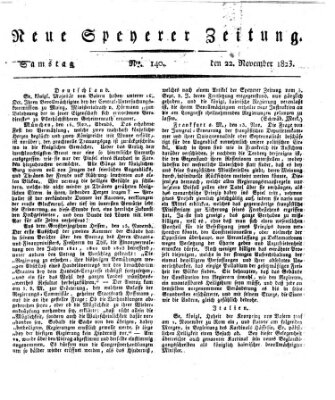 Neue Speyerer Zeitung Samstag 22. November 1823