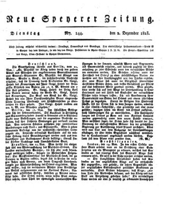 Neue Speyerer Zeitung Dienstag 2. Dezember 1823