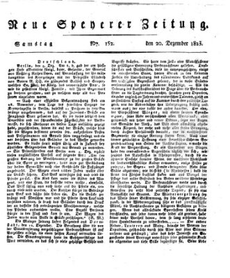 Neue Speyerer Zeitung Samstag 20. Dezember 1823