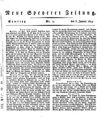 Neue Speyerer Zeitung Samstag 3. Januar 1824