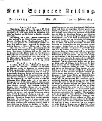 Neue Speyerer Zeitung Dienstag 10. Februar 1824