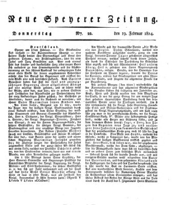 Neue Speyerer Zeitung Donnerstag 19. Februar 1824