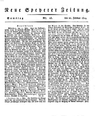 Neue Speyerer Zeitung Samstag 21. Februar 1824