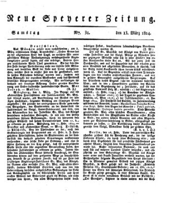 Neue Speyerer Zeitung Samstag 13. März 1824