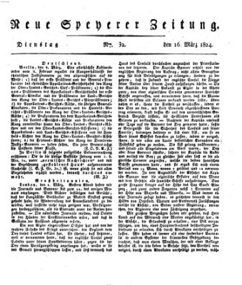 Neue Speyerer Zeitung Dienstag 16. März 1824