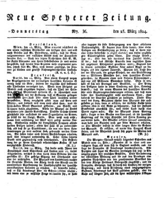 Neue Speyerer Zeitung Donnerstag 25. März 1824