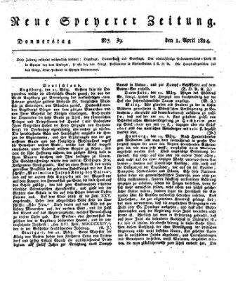 Neue Speyerer Zeitung Donnerstag 1. April 1824