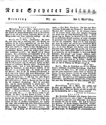 Neue Speyerer Zeitung Dienstag 6. April 1824