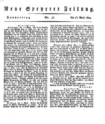 Neue Speyerer Zeitung Donnerstag 15. April 1824