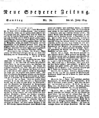 Neue Speyerer Zeitung Samstag 26. Juni 1824