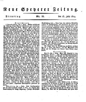 Neue Speyerer Zeitung Dienstag 13. Juli 1824